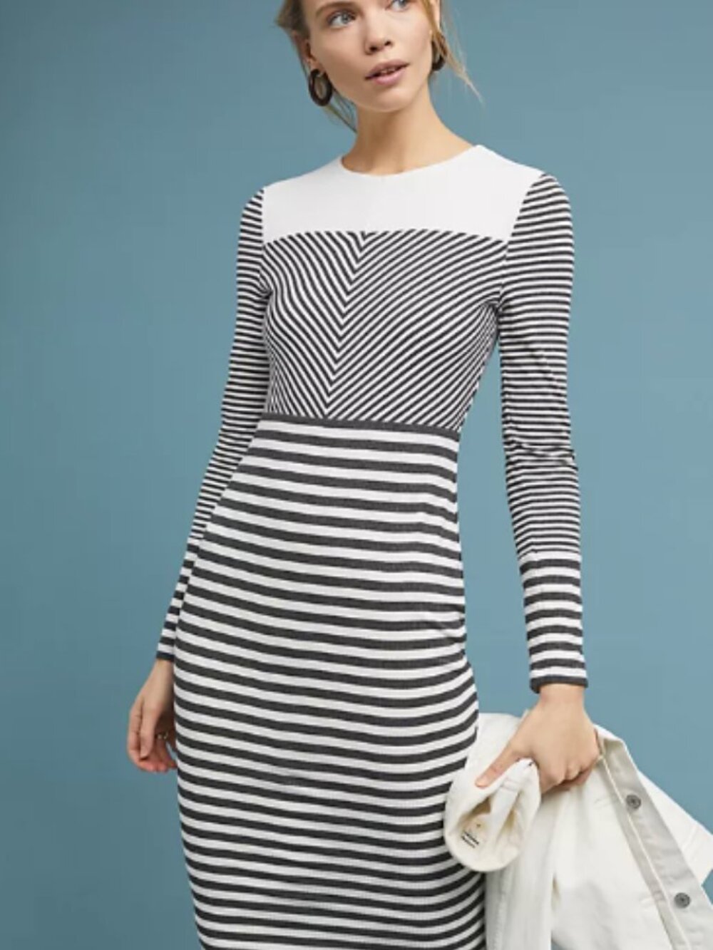 Anthropologie Bailey 44 Edith striped dress NWT size medium neutral minimalist